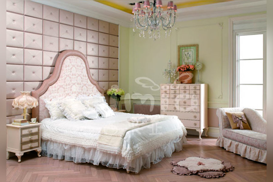 高端时尚儿童星欧注册品牌浅咖色公主床