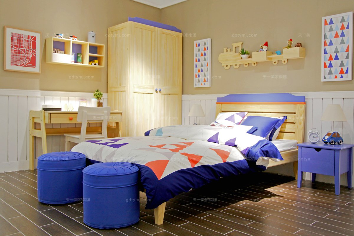 高端儿童星欧注册品牌原木色儿床