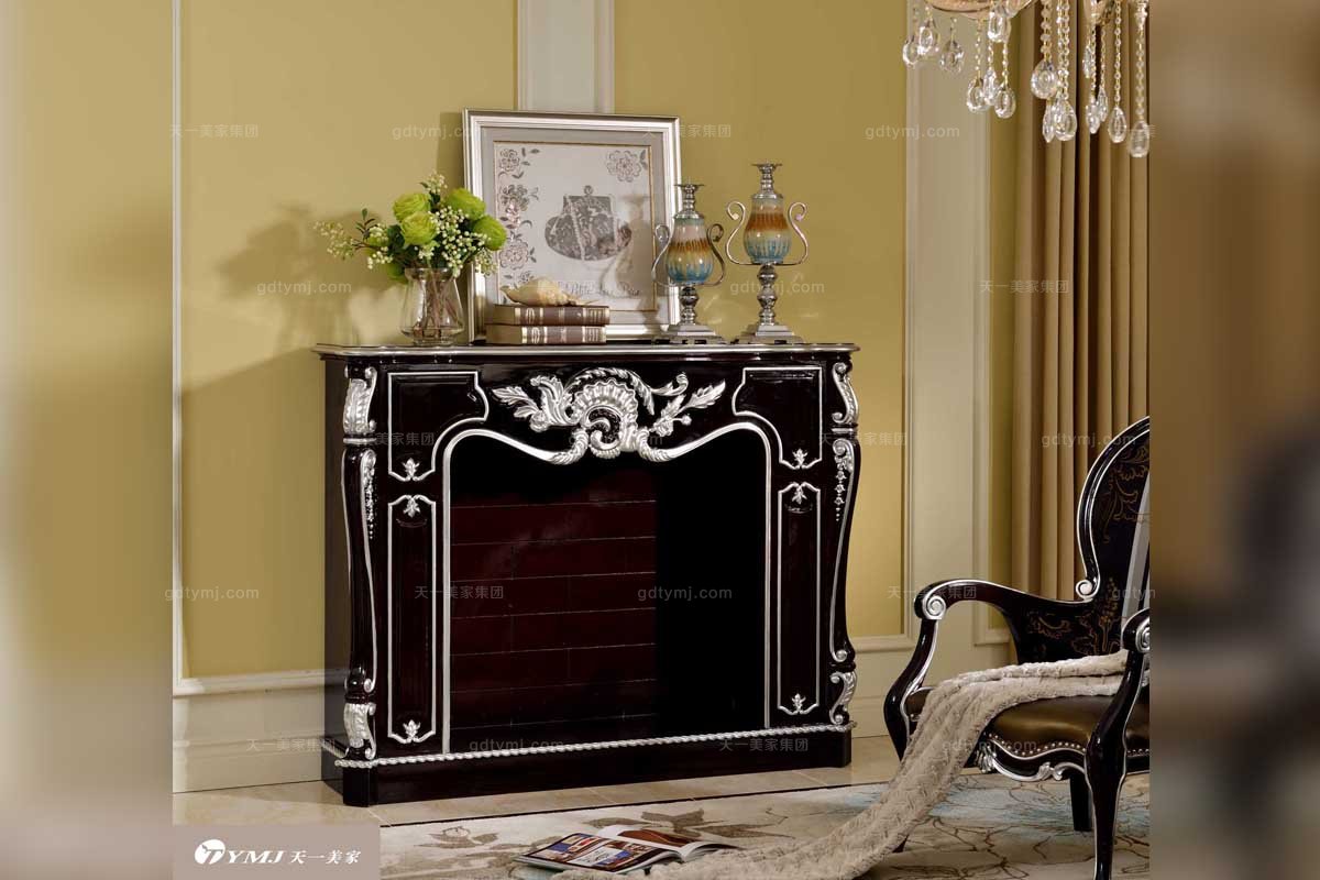 顶酒奢华五星级酒店星欧注册法式亮黑色实木餐边柜