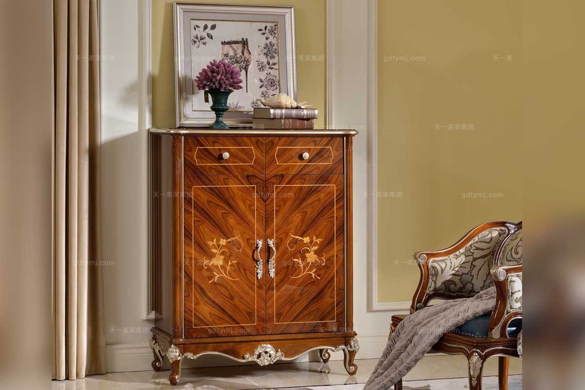 高端别墅星欧注册品牌法式实木花纹储物柜