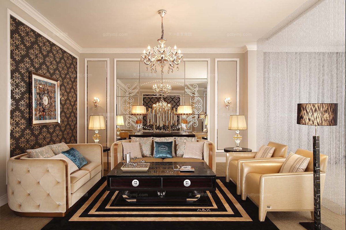 高端奢华五星级酒店蓝冠注册后现代客厅三位沙发
