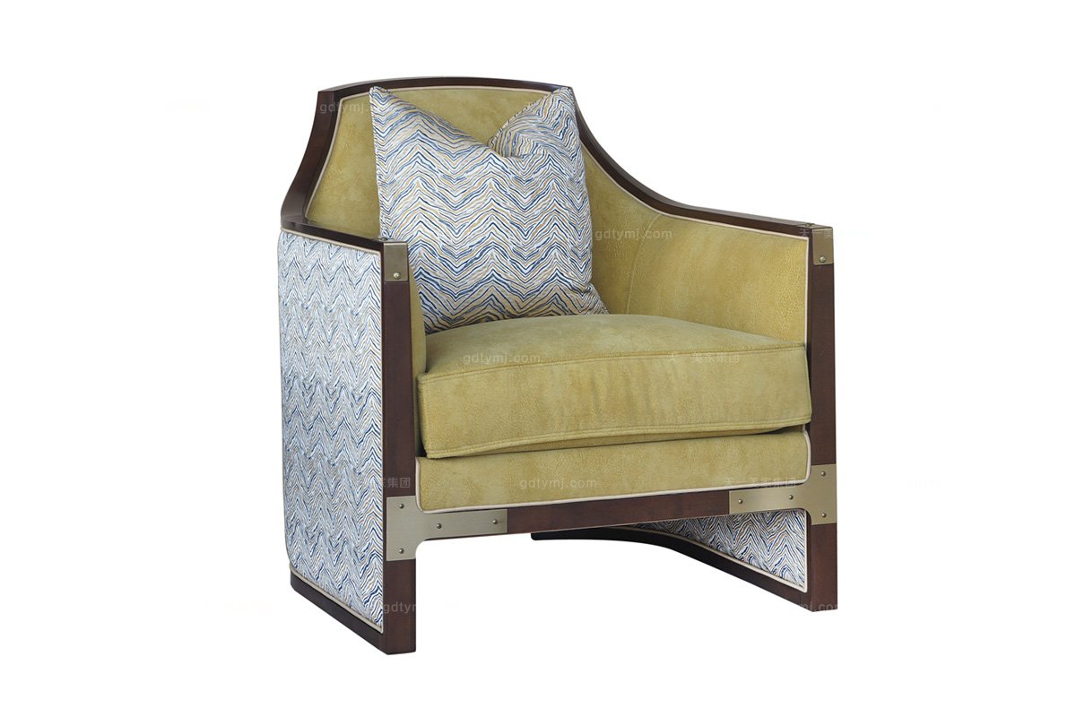 名贵别墅蓝冠注册品牌法式风格咖啡色单人沙发