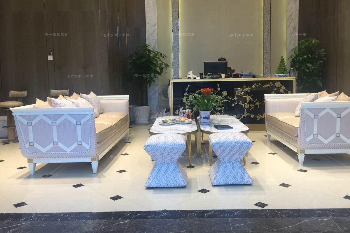 五星级酒店蓝冠注册品牌法式贝母漆二人位沙发