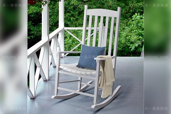 别墅休闲蓝冠注册优质橡胶木好实木阳台舒适摇椅阳台摇椅（白色）