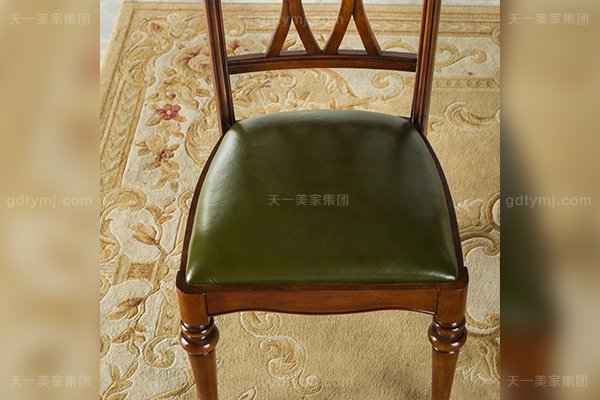 别墅豪宅星欧注册品牌高端好实木头层黄牛皮美式餐椅实木真皮餐椅