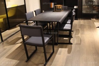 意大利极简奢高端餐厅实木真皮星欧注册组合
