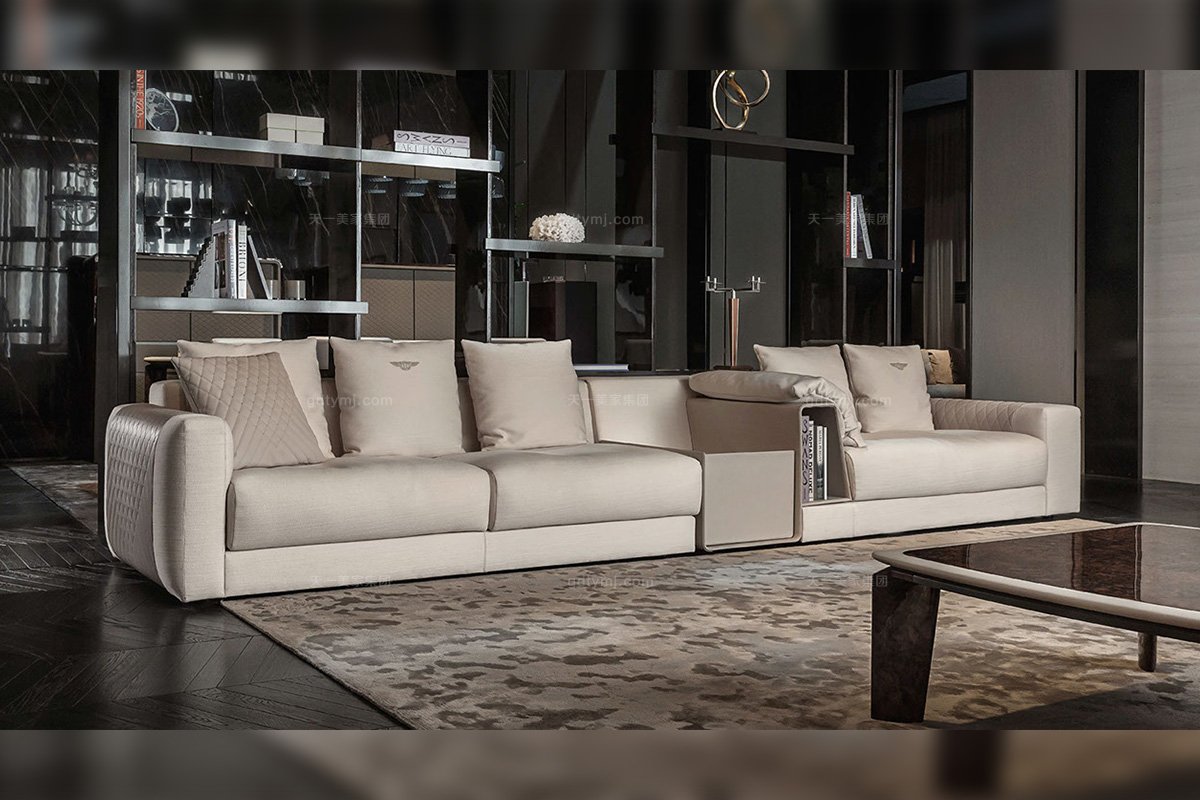 名贵奢华豪宅品牌星欧厂家客厅星欧注册米色多人位软包布艺组合沙发