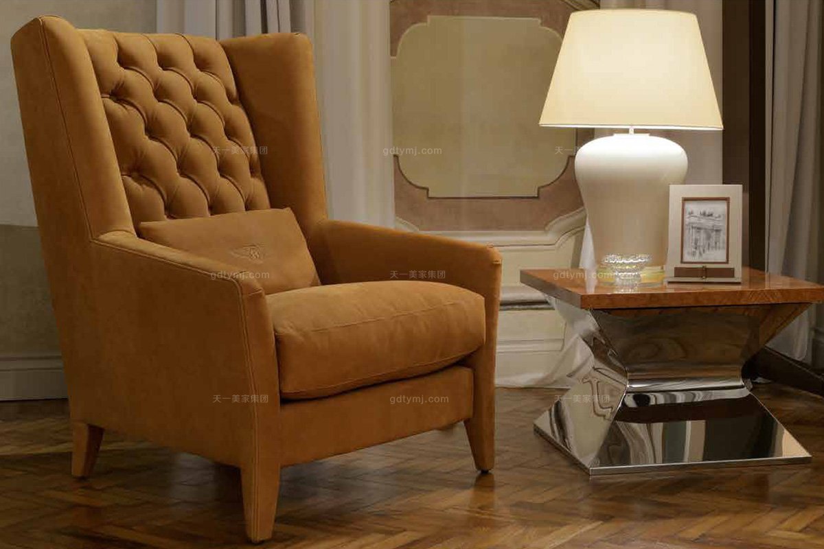 高端奢华别墅豪宅蓝冠注册品牌现代橙色优质布艺软包休闲单位沙发