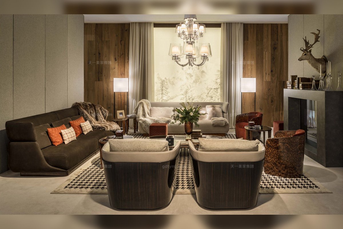 名贵豪宅别墅品牌蓝冠注册客厅后现代优质布艺沙发组合