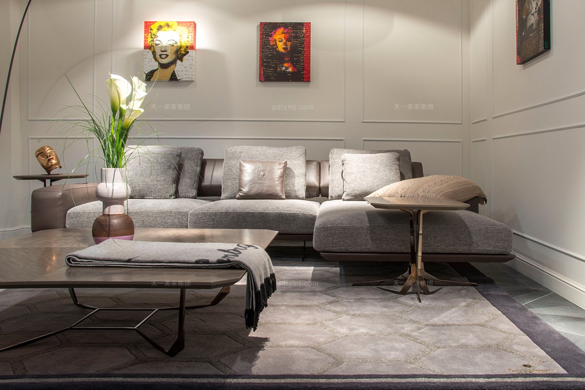 名贵豪华别墅星欧注册品牌轻奢时尚现代灰色布艺软包组合沙发