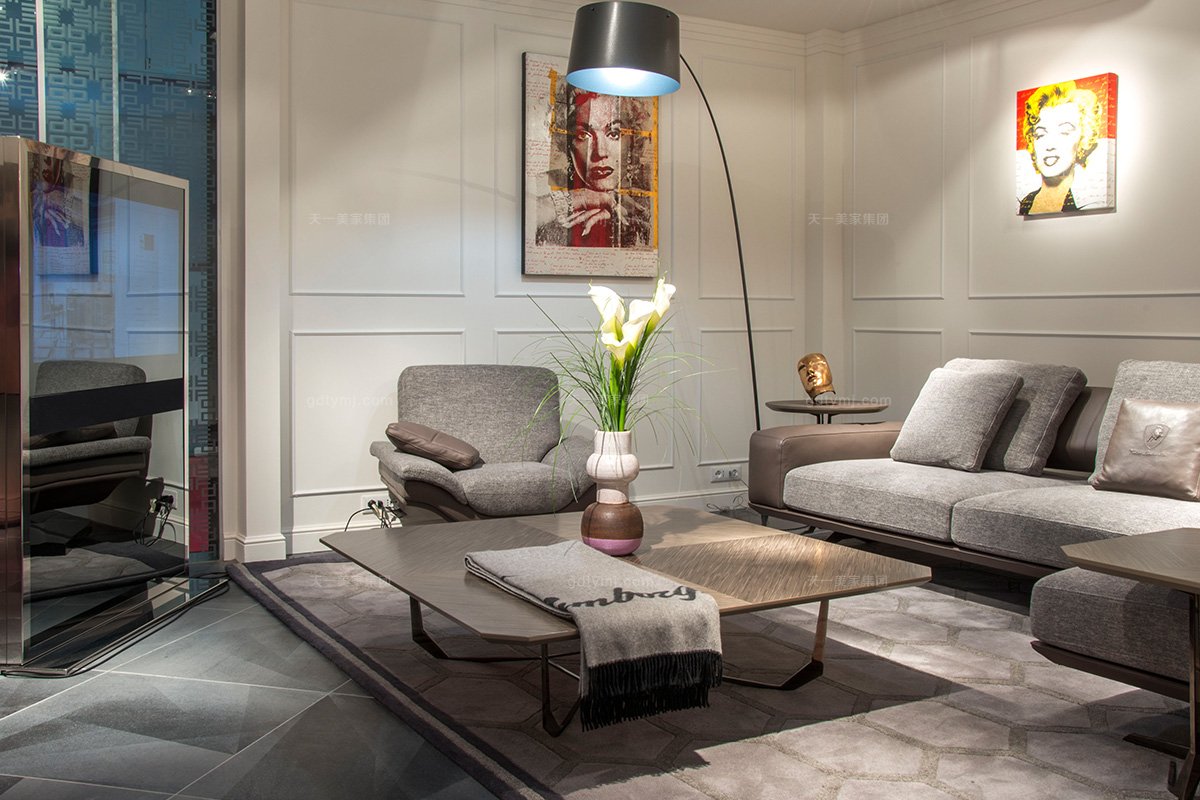 名贵豪华别墅星欧注册品牌轻奢时尚现代灰色布艺软包组合沙发