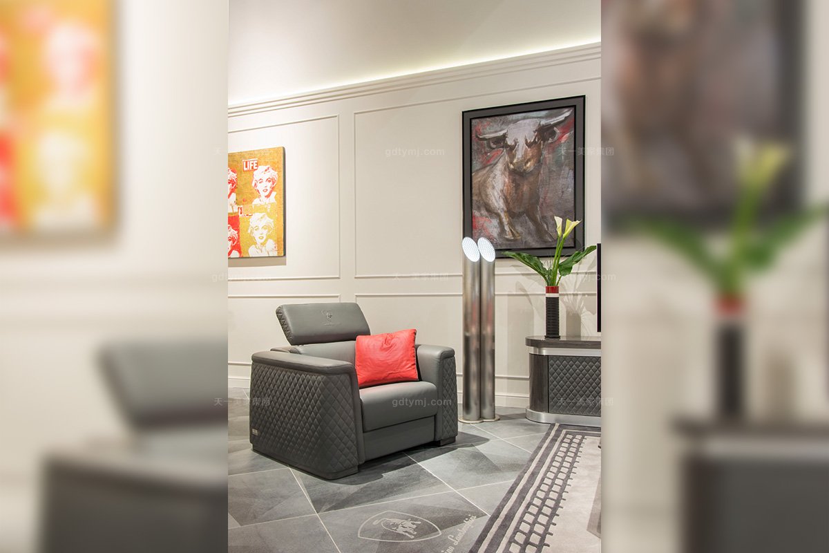 名贵奢华豪华星欧注册品牌客厅轻奢现代灰色舒适功能真皮沙发组合车格子 单品2