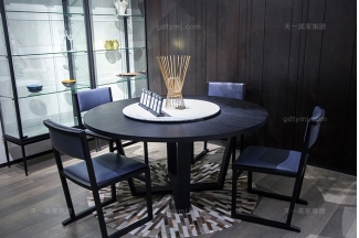 意大利极简风现代轻奢蓝冠注册餐厅高档实木餐桌椅组合