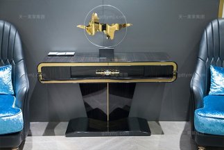 高端奢华星欧注册别墅轻奢星欧注册品牌后现代玄关台+休闲椅