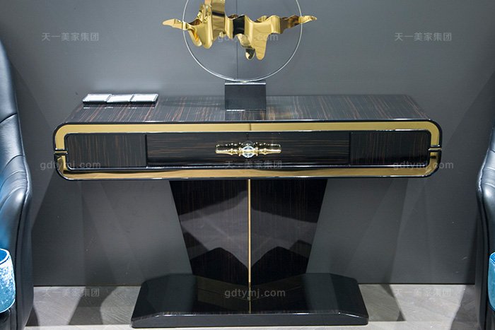 高端奢华星欧注册别墅轻奢星欧注册品牌后现代玄关台+休闲椅玄关台