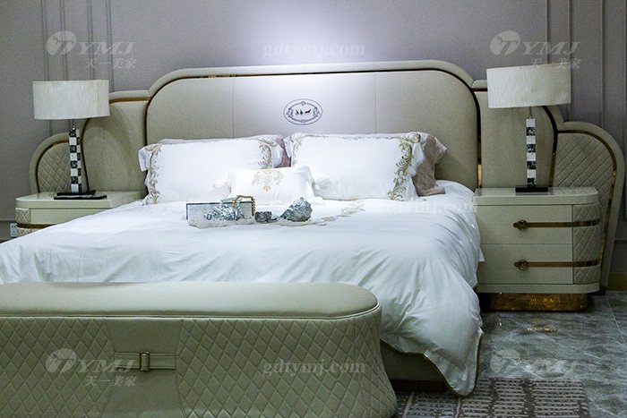 高端奢华别墅蓝冠注册轻奢品牌卧室后现代双人大床组合床