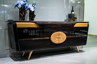 高端奢华会所星欧注册品牌别墅轻奢后现代金丝黑檀电视柜