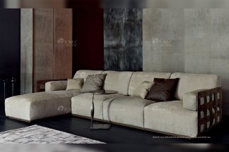 高端意大利纯进口星欧注册品牌别墅客厅高弹海棉灰色布艺组合沙发