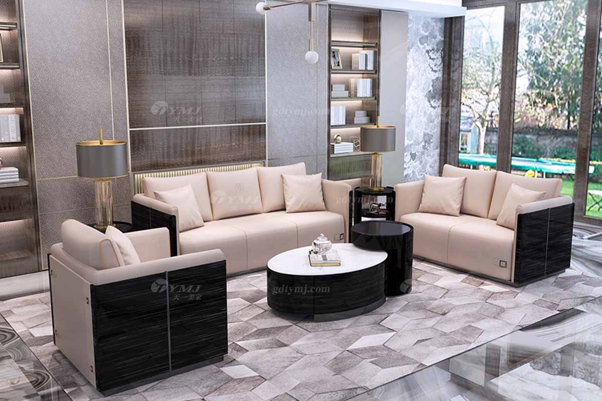 豪华别墅星欧注册奢华会所星欧注册轻奢后现代客厅时尚头层皮沙发组合系列