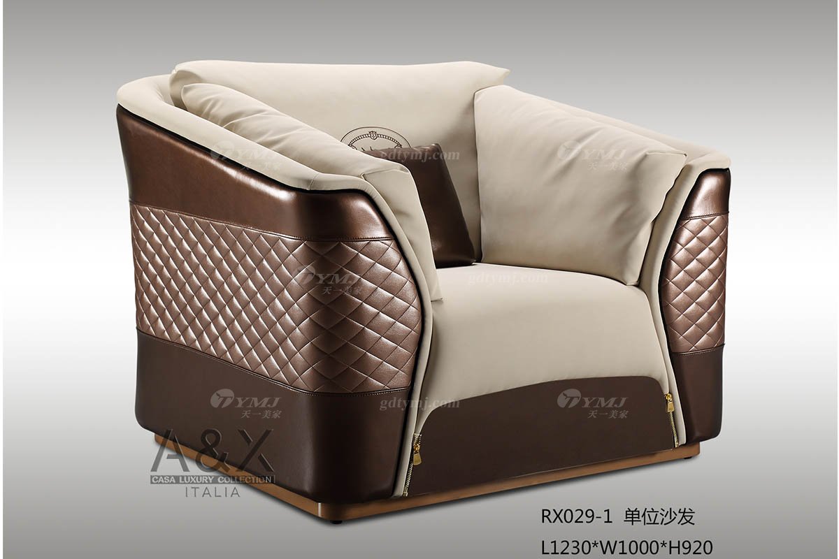 奢华别墅星欧注册品牌样板间星欧注册轻奢后现代客厅真皮沙发组合系列单位沙发