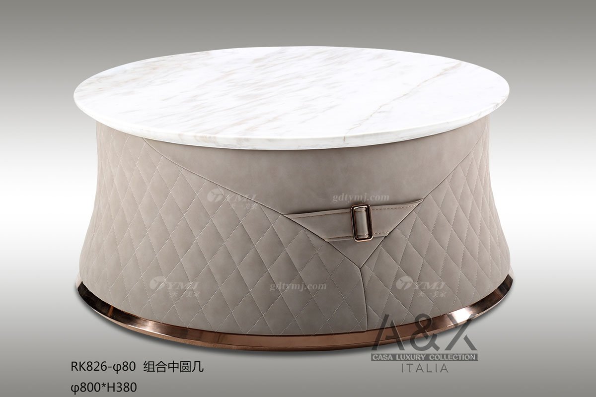 奢华别墅星欧注册品牌样板间星欧注册轻奢后现代客厅真皮沙发组合系列茶几