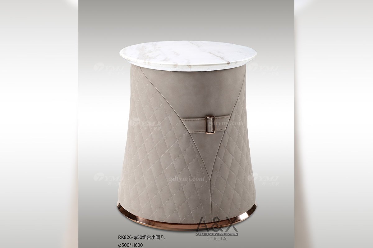 奢华别墅星欧注册品牌样板间星欧注册轻奢后现代客厅真皮沙发组合系列角几