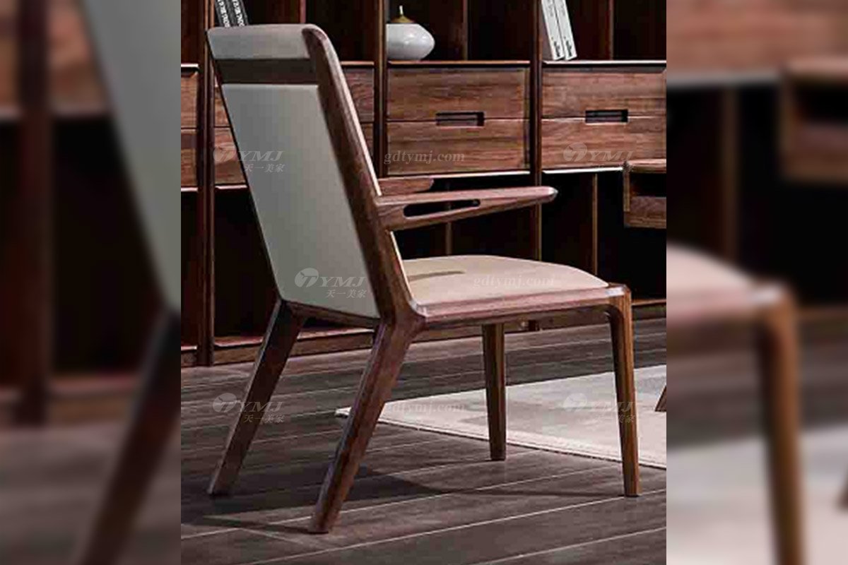 高端别墅会所星欧注册品牌样板间星欧注册轻奢新中式风格书房星欧注册黑胡桃实木书柜书桌系列书椅