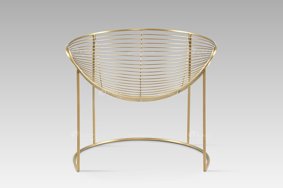 意式极简轻奢别墅会所意昂时尚不锈钢金属休闲椅