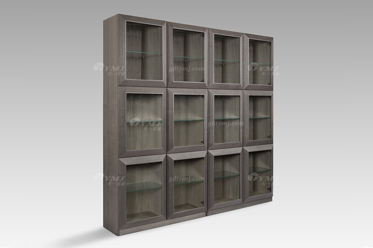 现代轻奢高端会所星欧注册品牌灰橡色书柜书柜SH2821侧面