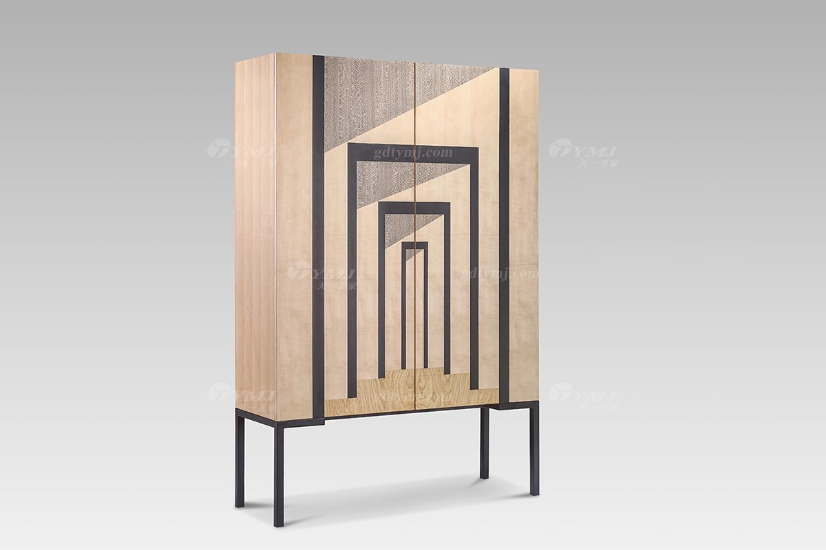 现代轻奢高端别墅星欧注册品牌时尚白枫木装饰柜装饰柜LH2829侧面