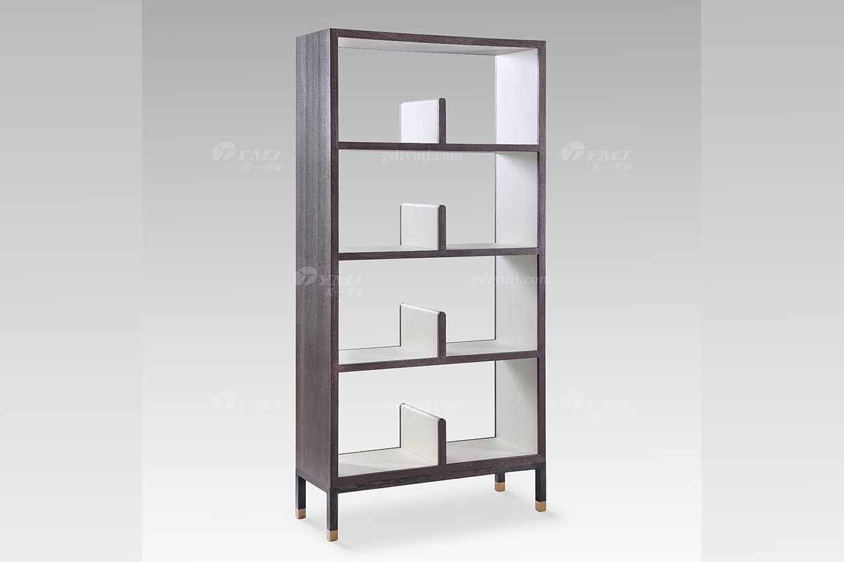 高端别墅会所星欧注册现代轻奢时尚回想色+白枫四层书柜四层书柜SH2801-2侧