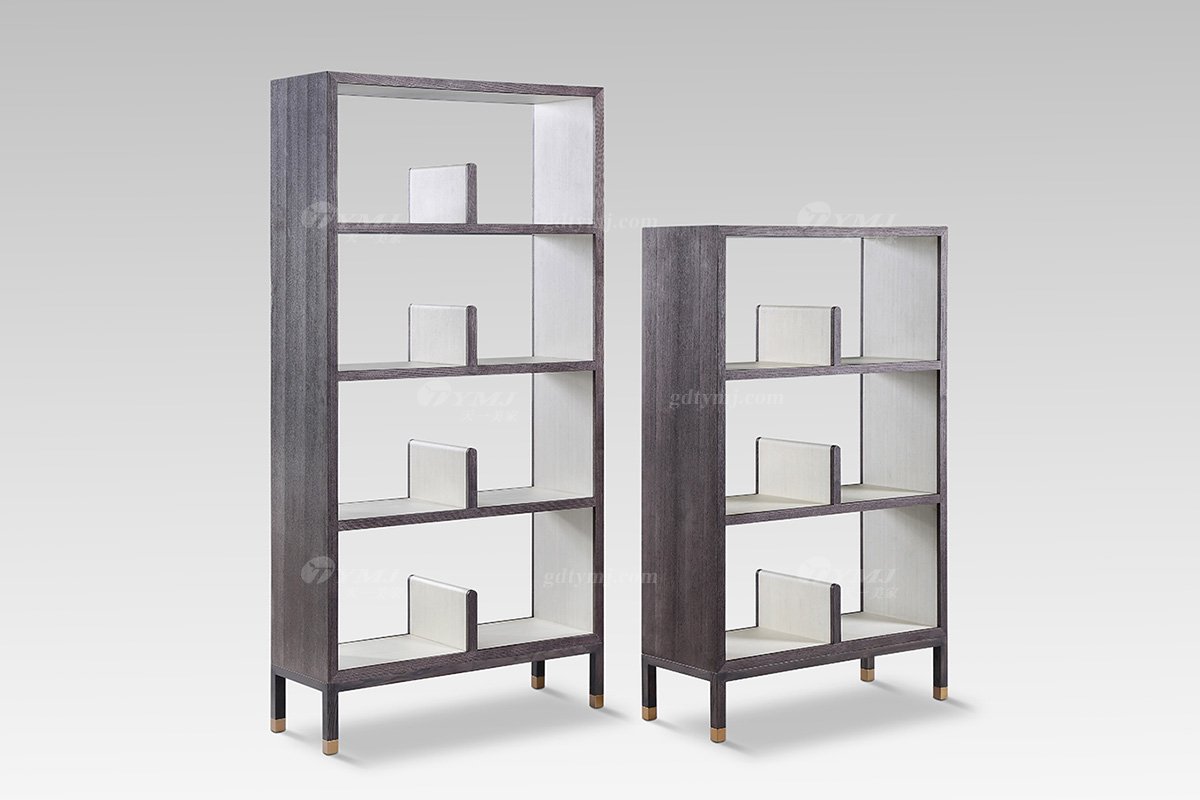 高端别墅会所星欧注册现代轻奢时尚回想色+白枫四层书柜四层书柜SH2801-2组合