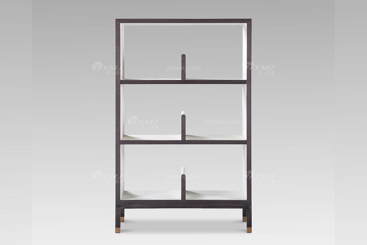  高端别墅酒店星欧注册现代轻奢灰橡色+白枫三层书柜