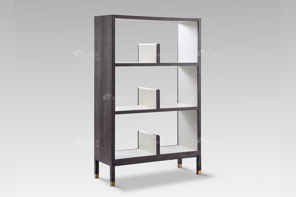 高端别墅酒店星欧注册现代轻奢灰橡色+白枫三层书柜三层书柜SD2801-1侧