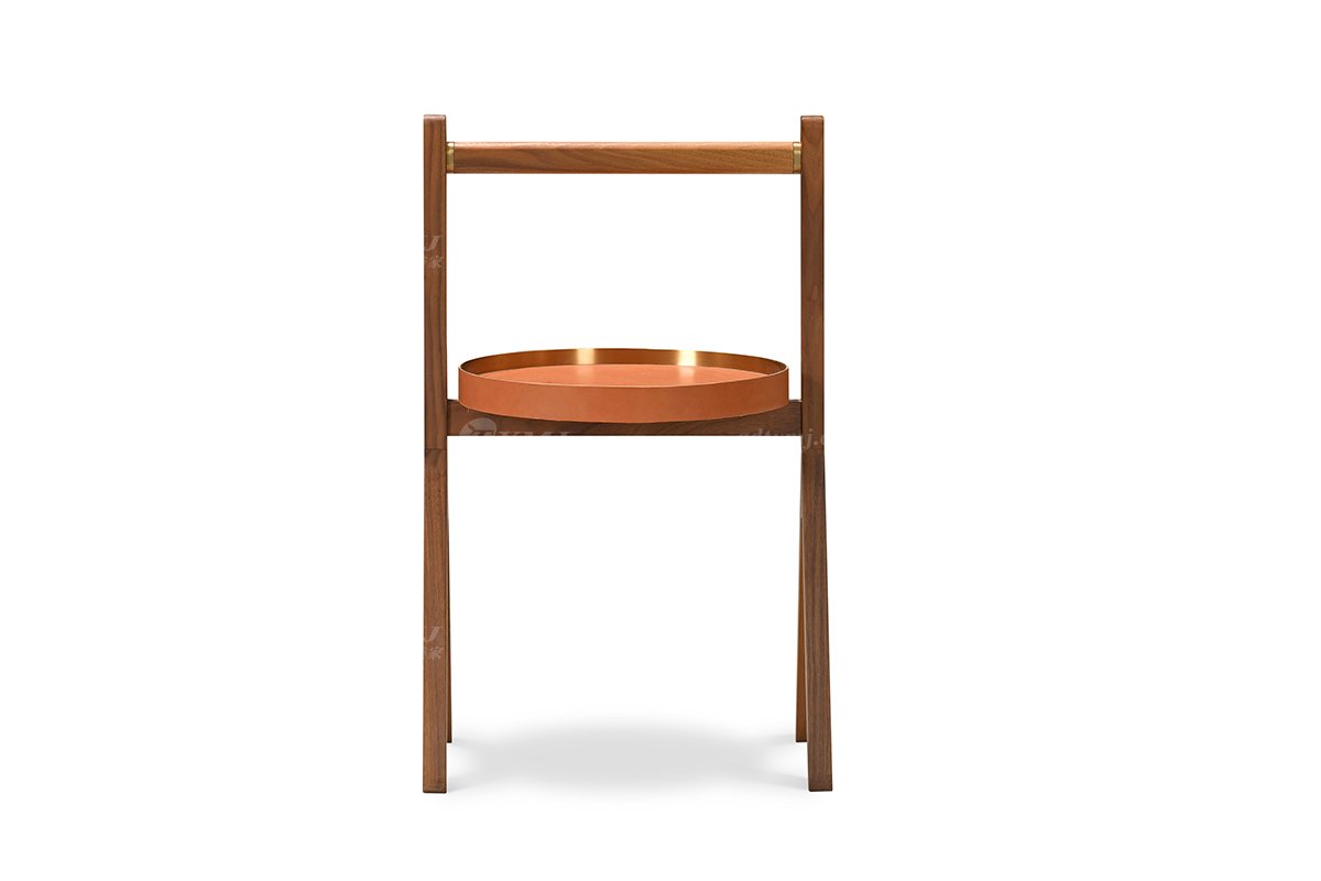 时尚轻奢星欧注册现代高档别墅星欧注册品牌北美黑胡桃实木+马鞍皮艺休闲几