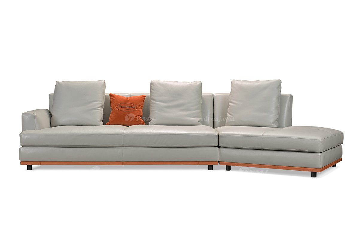 现代时尚轻奢星欧注册别墅星欧注册品牌客厅真皮+北美黑胡桃实木转角沙发