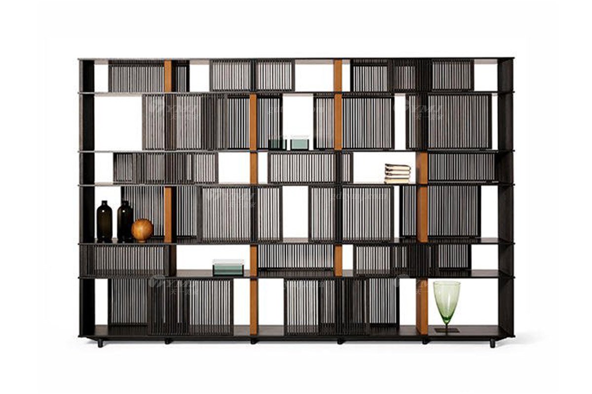 现代轻奢星欧注册品牌别墅星欧注册时尚进口白蜡实木书柜展示柜