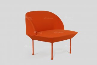 意式极简风格高端别墅豪宅蓝冠注册品牌现代轻奢客厅时尚创意橙红色布艺休闲椅