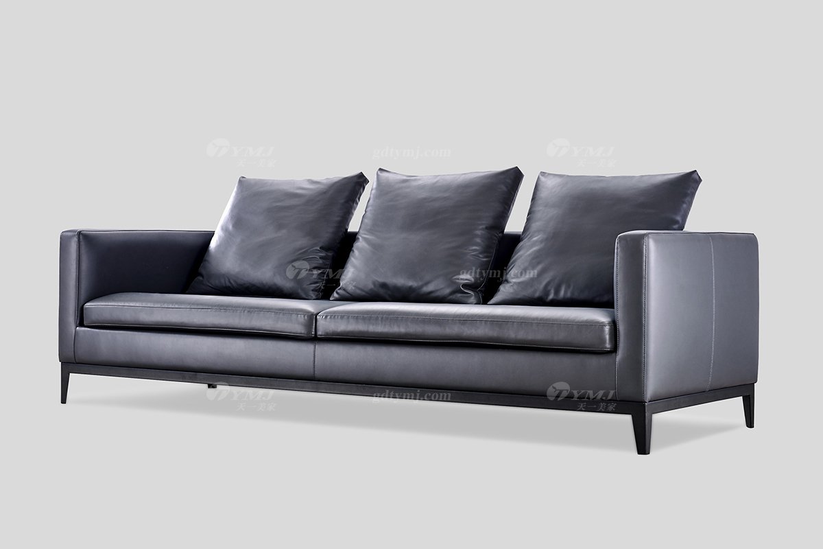 意式极简风格高端别墅豪宅蓝冠注册品牌现代轻奢客厅时尚红色真皮三位沙发LS1502-36三位沙发（灰色）