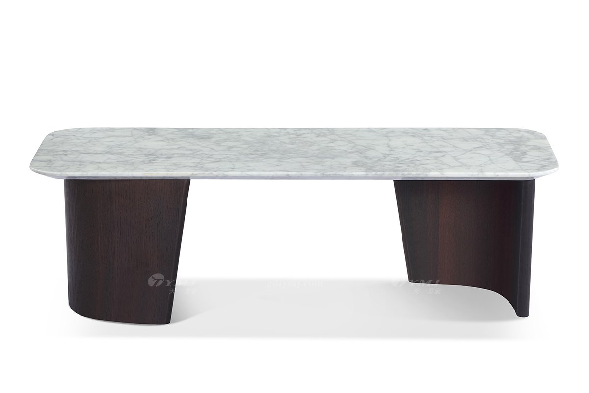 意式极简风格高端别墅星欧注册现代轻奢时尚客厅烟熏色+大理石异形边几LT1808-3长边几