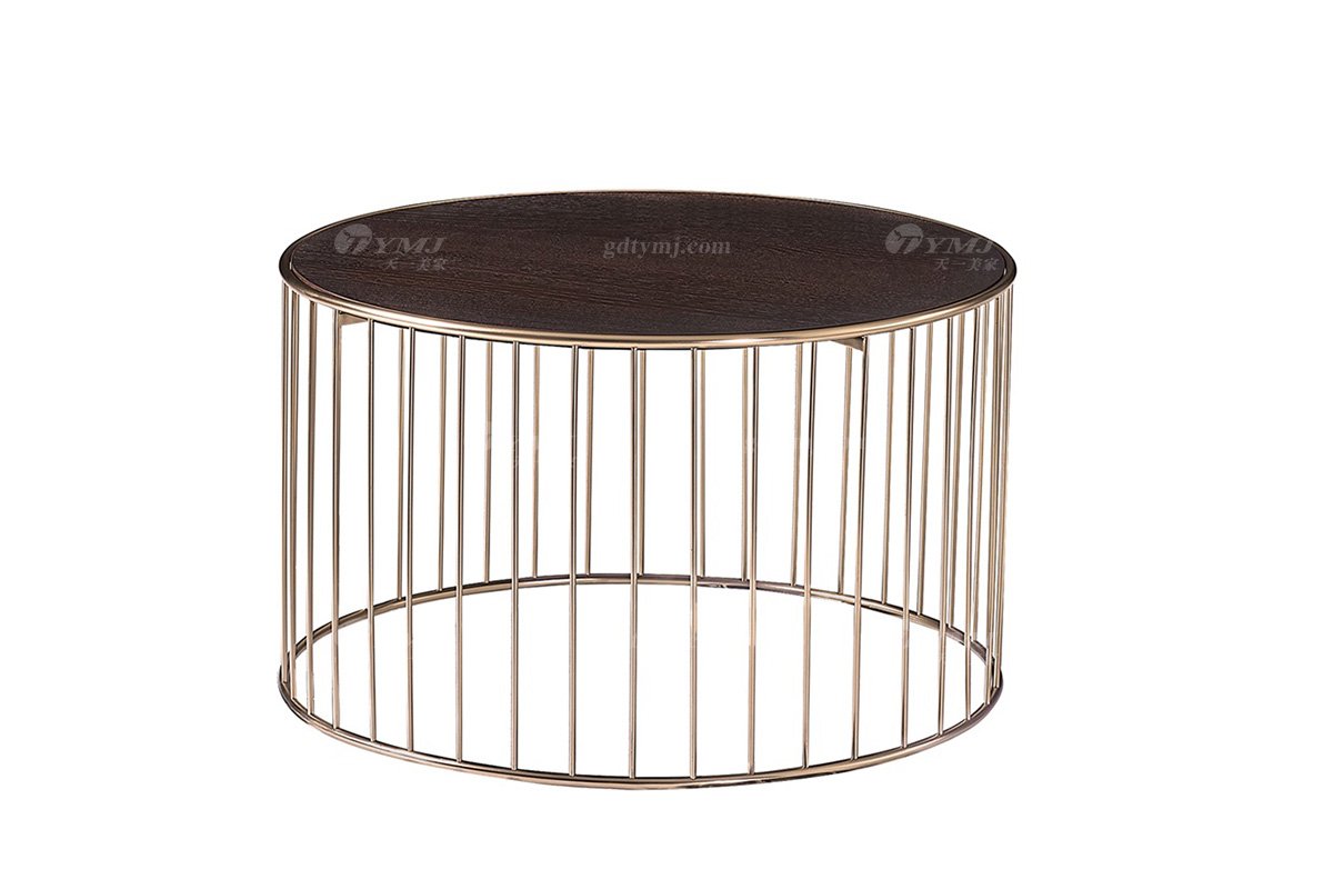 意式极简风格高端别墅星欧注册现代轻奢时尚客厅意大利金钢架+烟熏面板圆几LT1707-2中号圆几