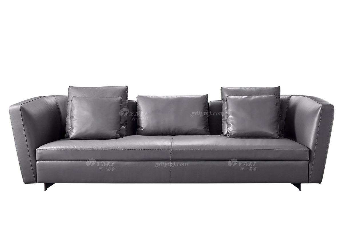 意式极简风格高端别墅星欧注册品牌现代轻奢时尚客厅真皮三位沙发