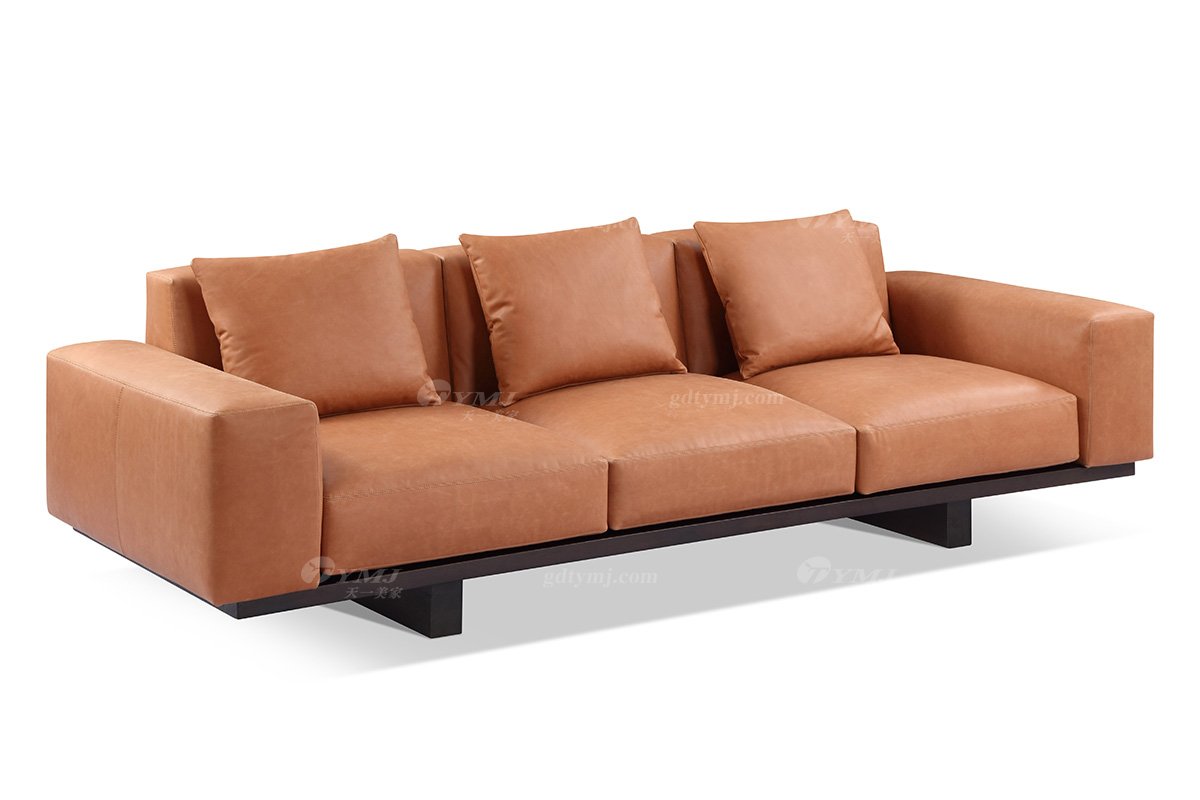 意式极简风格高端别墅星欧注册品牌现代轻奢简约时尚客厅舒适真皮三位沙发LS1903-36三位沙发1