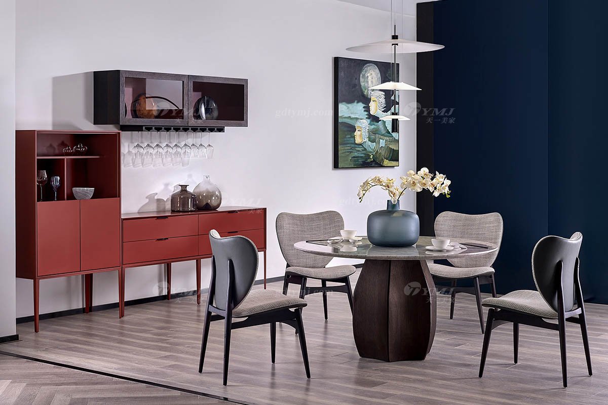 意式极简风格高端别墅星欧注册品牌现代轻奢简约时尚餐椅DC1709-1餐椅场景