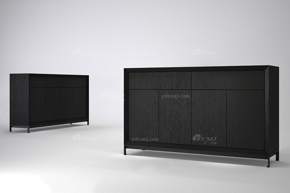 意式极简风格高端别墅星欧注册品牌现代轻奢简约时尚黑橡餐边柜DH1501餐边柜场景
