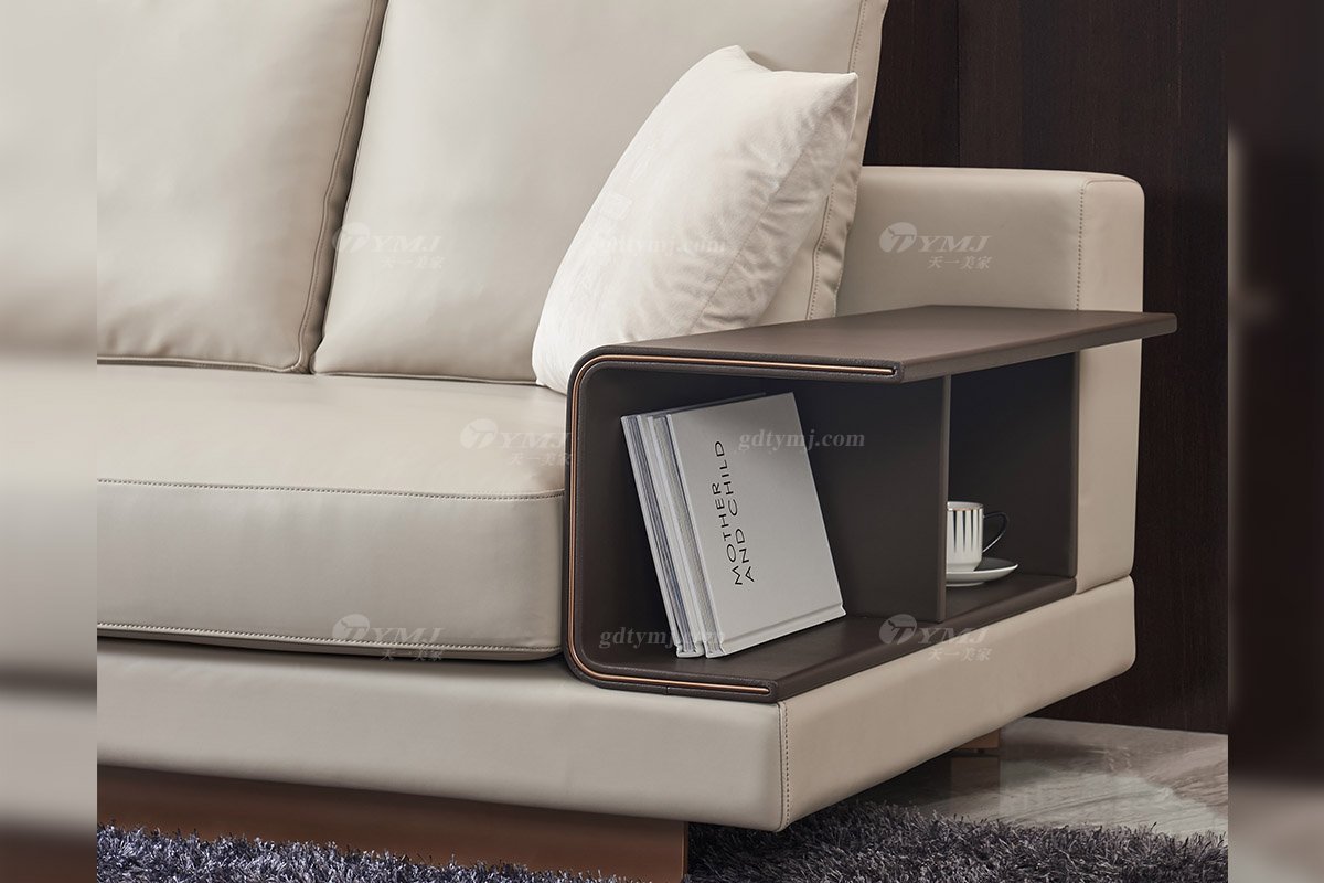 高端会所别墅大宅星欧注册品牌后现代轻奢风格客厅时尚舒适真皮四位沙发TX005-4四位沙发细节