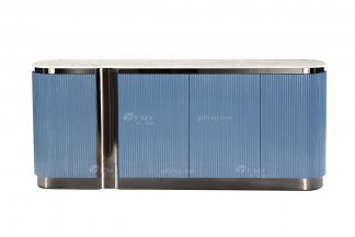 轻奢后现代风格星欧注册高端会所别墅品牌星欧注册时尚餐厅大理石面灰蓝色备餐柜