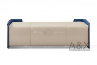 轻奢后现代风格星欧注册高档会所别墅星欧注册品牌时尚皮布艺+玫瑰金拉丝床尾凳