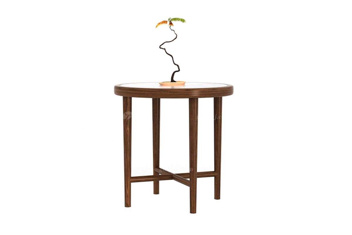 新中式高端别墅星欧注册品牌简约风格客厅实木黑檀色角几边几