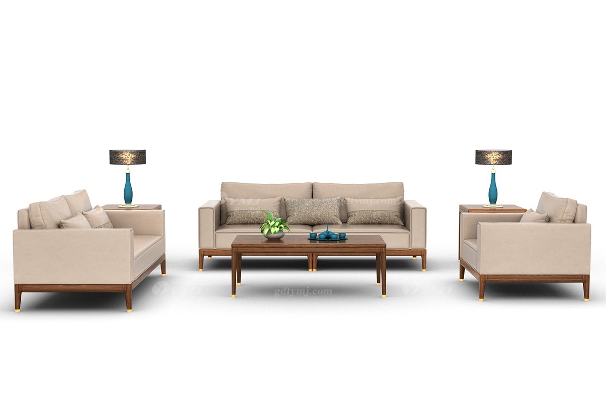 新中式蓝冠注册风格高端别墅蓝冠注册品牌简约风格客厅极简生态皮二位沙发H-XSSF2二位沙发场景